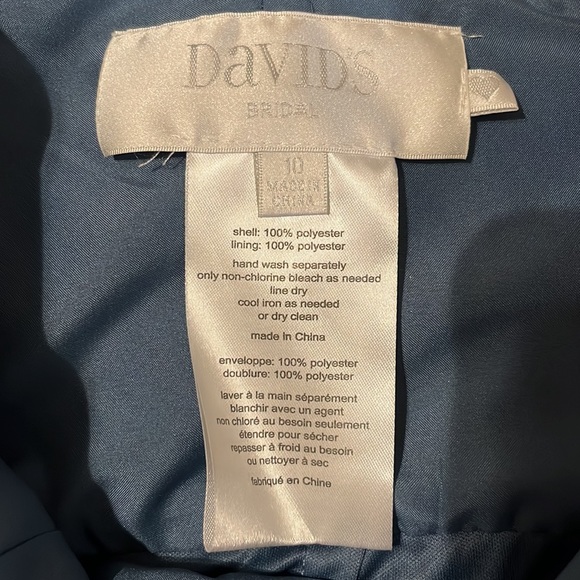 NWT David’s Bridal Vneck Halter Tie Back Dress, Steelblue, Size 10, ALTERED - Picture 5 of 5